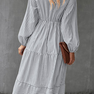 Striped gray maxi dress