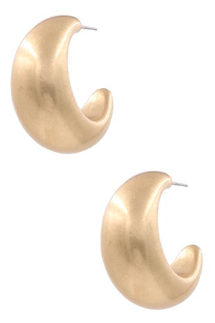 Chunky acrylic flat crescent moon open hoop earrings (2 colors)