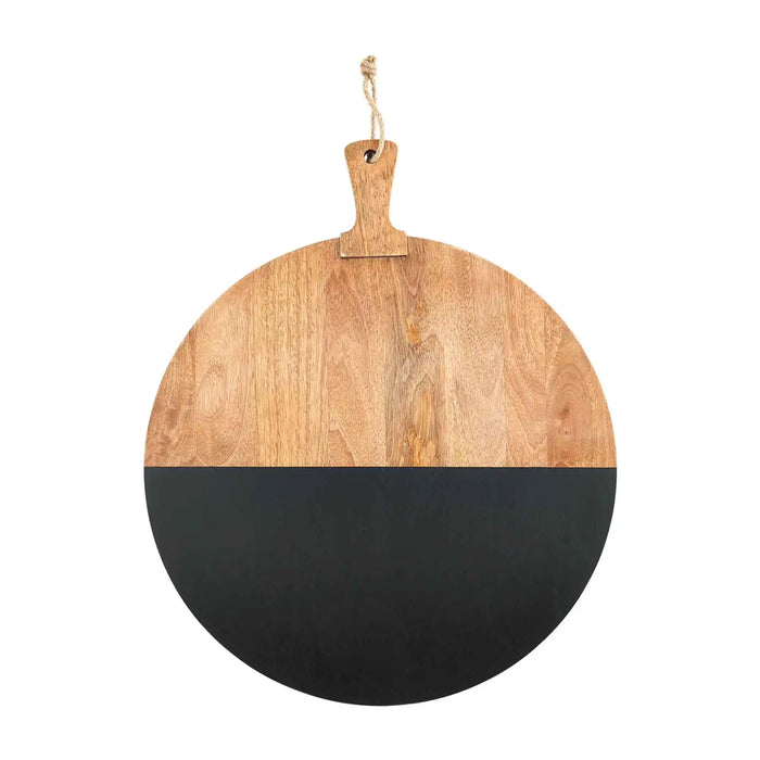 XL round black wood board